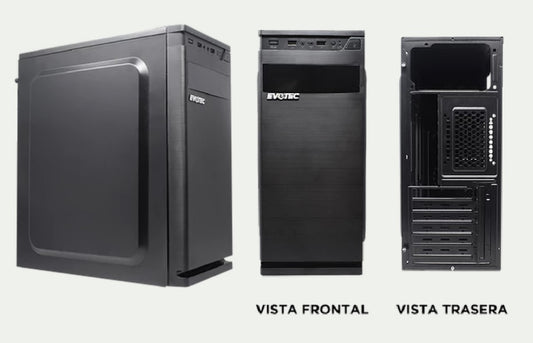 Gabinete Evotec Barid fuente 600w Trajeta ATX/ Mini-ATX/ Micro-ATX modelo EV-1015 color Negro