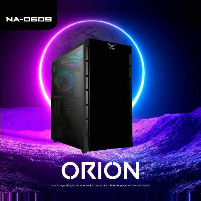 Gabinete Naceb ORION Full Tower, ATX/EATX/Micro-ATX/Mini-ITX, USB 2.0/3.0, sin fuente, 3 ventiladores Instalados color Negro modelo NA-0609