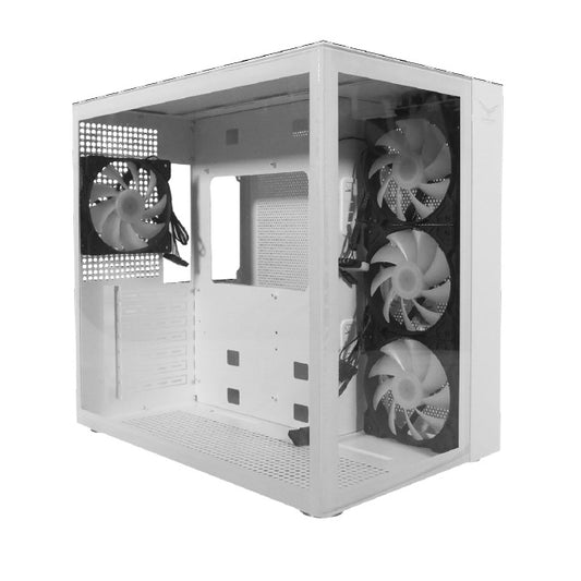 Gabinete Gamer Naceb ATX Nova 4 ventiladores modelo NA-0633 color Blanco