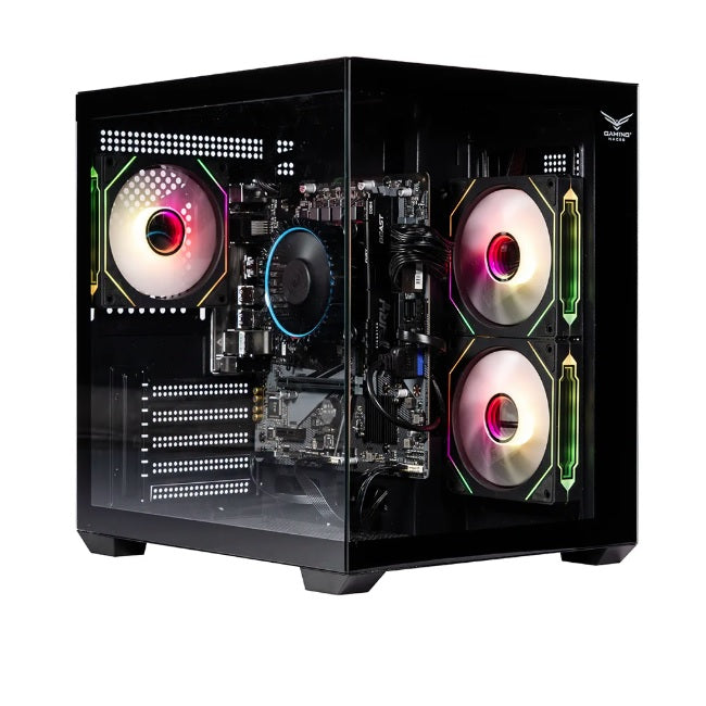 Gabinete Naceb gamer con ventana M-ATX con 3 Vnetiladores RGB color Negro