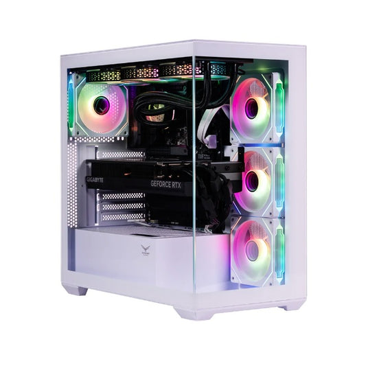 Gabinete Gamer Naceb Midi-Tower ATX/Micro-ATX/Mini-ITX USB 3.0 sin Fuente 4 ventiladores instalados color Blanco