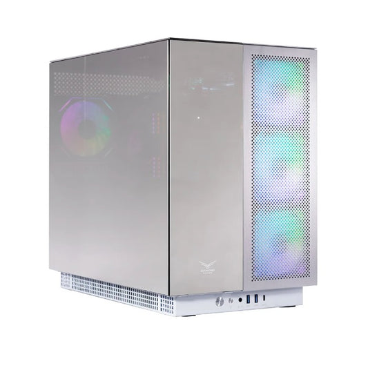 Gabinete gamer Naceb Aether Full Tower ATX/EATX/Micro-ATX/Mini-ITX USB 3.0 sin fuente 4 ventiladores instalados color Blanco modelo NA-0640