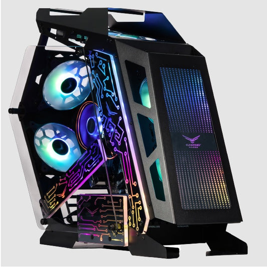 Gabinete Naceb gamer Olympian Midi-Tower Micro-ATX/Mini-ITX USB 2.0/3.0 sin fuente 3 ventiladores Instalados modelo NA-0641color Negro