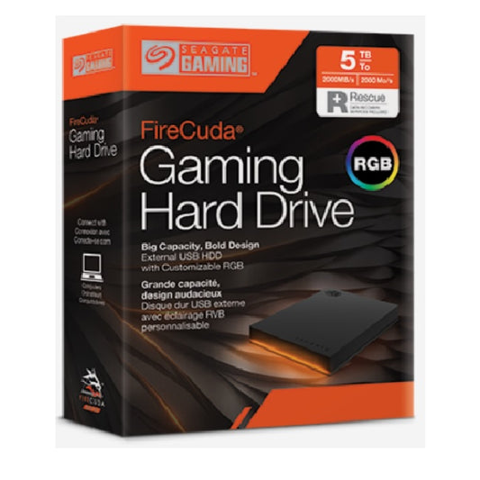 HD Externo 5TB Seagate FireCuda 2.5 USB 3.0 Gaming LED RGB para PC/MAC