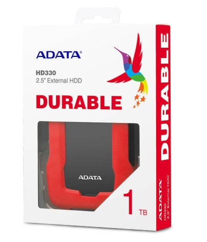 HD EXT 1 TB ADATA 2.5 USB 3.1 AHD330-1TU31-CRD CONTRA GOLPES ROJO