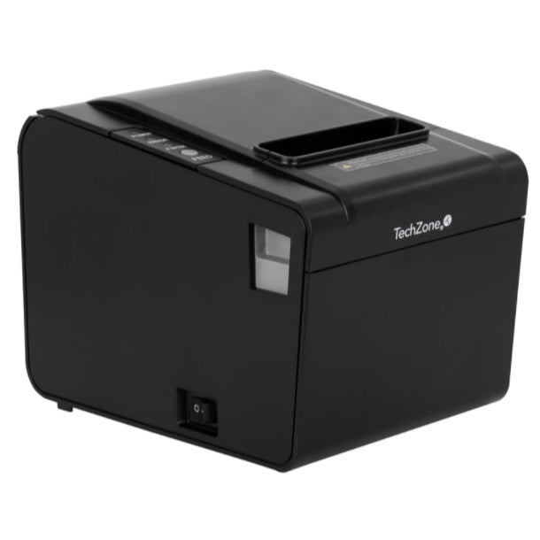 Impresora Termica Techzone Negro 80mm Interface ( USB, Serial, RJ45 y RJ11 ) Cortador Automatico Compatible con Windows macOS, Linux y Android Alarma faltante de papel 1.9 Kg