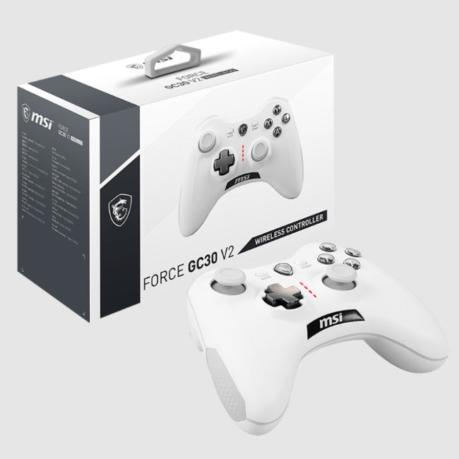 Control MSI FORCE GC30 V2 blanco inalambrico motor vibracion PC/Android