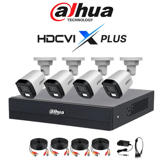 Kit Dahua DH-KIT/XVR1B04-I/T/4-B1A21N-U-IL-A-0280B de 4 canales 2 mpx dvr cooper-i wizsense con IA busqueda de humanos y vehiculos incluye 4 camaras 1080