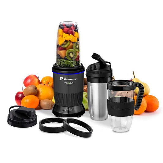 Licuadora Personal Mix and Go Koblenz BKM 1000 2 vasos Tritán 900ml kit con 12 accesorios potente motor 1000W función apagado automático