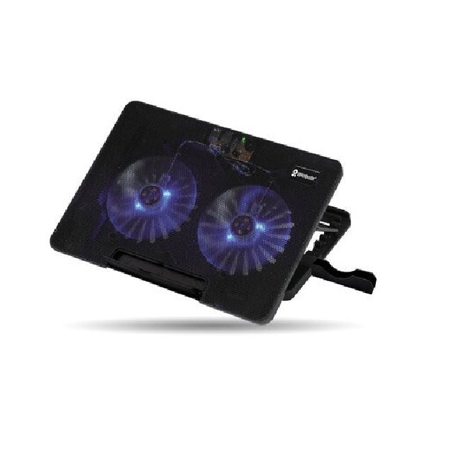 Soporte ventilado Brobotix iluminado de angulo ajustable para portatil y celular modelo 6000441 color Negro