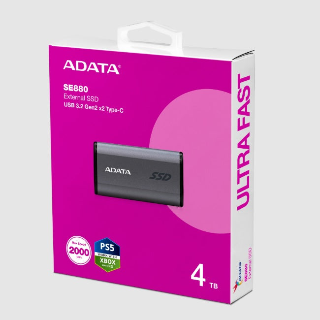 SSD externo ADATA 4TB SE880 USB C 3.2 gris AELI-SE880-4TCGY
