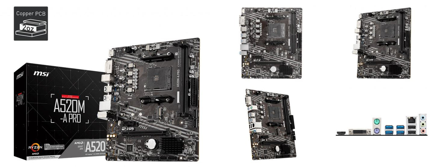 Tarjeta madre MSI A520M-A PRO socket AM4 2xDDR4 HDMI DVI-D Micro ATX
