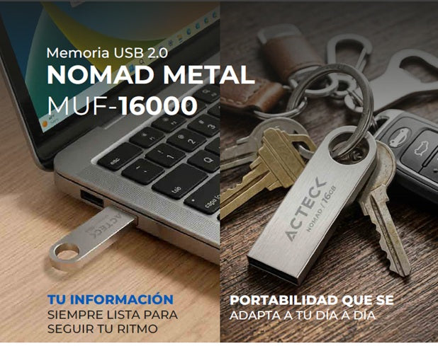 Memoria Acteck 16GB USB 2.0 Nomad Metal MUF-1600