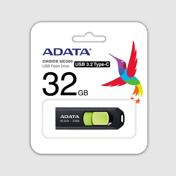 Memoria ADATA 32GB USB C UC300 3.2 negro/verde ACHO-UC300-32G-RBKGN