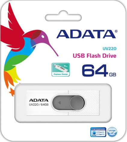 MEMORIA ADATA 64GB USB 2.0 AUV220 BLANCO/GRIS