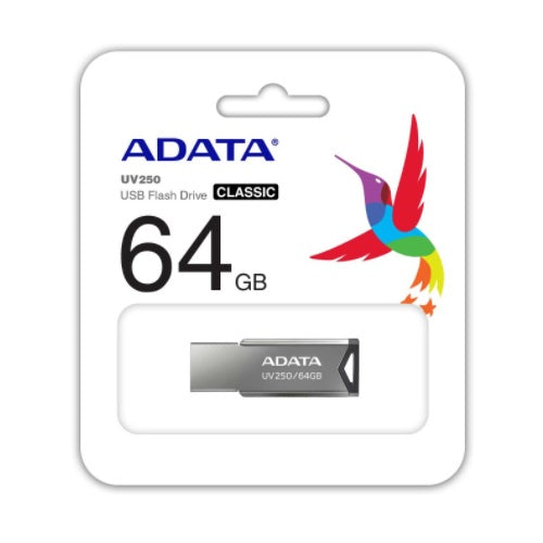 MEMORIA ADATA 64GB USB 2.0 PLATA METALICA AUV250-64G-RBK