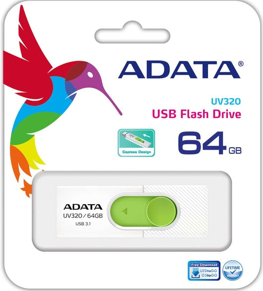 MEMORIA ADATA 64GB USB 3.1 UV320 BLANCO / VERDE