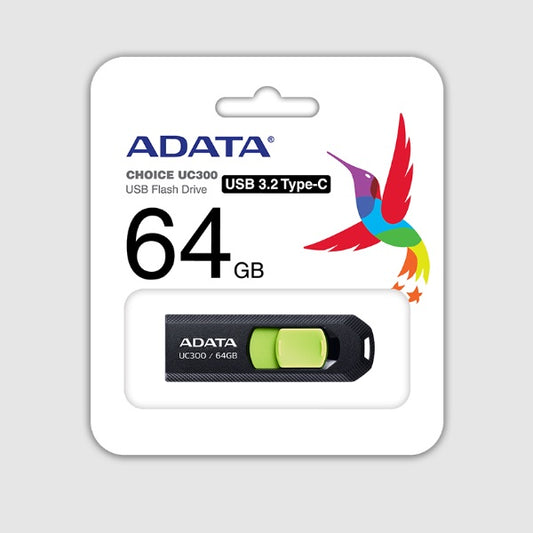 Memoria ADATA 64GB USB C 3.2 negro/verde UC300 ACHO-UC300-64G-RBKGN