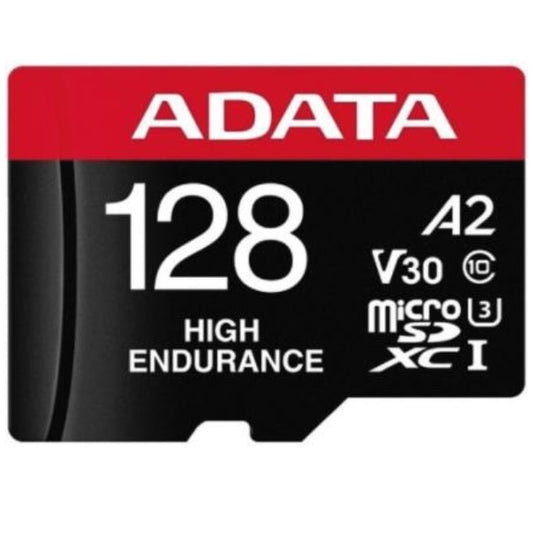 Memoria ADATA 128GB MicroSD High Endurance con adaptador SD para videovigilancia clase 10 A2 U3 V30 100MB/s