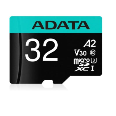 Memoria ADATA 32GB MicroSD Premier con adaptador clase10 A2 U3 V30 100MB/s Azul