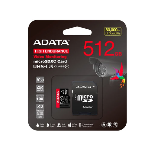 Memoria ADATA 512GB MicroSD High Endurance SDXC UHS-I U3 V30 A2