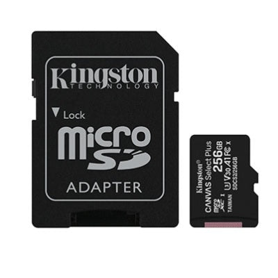 Memoria Kingston 256GB MicroSD con adaptador SD Canvas Select Plus 100MB/85MB por segundo