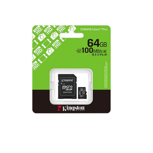 Memoria Kingston 64GB Micro SD Canvas Select Plus Gen3 A1 U1 100 mb/s SDCS3/64GB