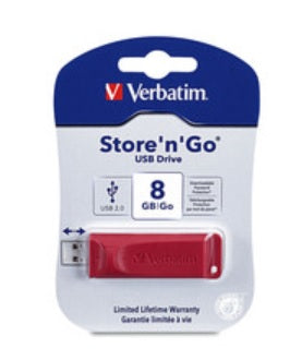 Memoria Verbatim 8GB USB 2.0 Drive color Rojo Retractil Store N GO