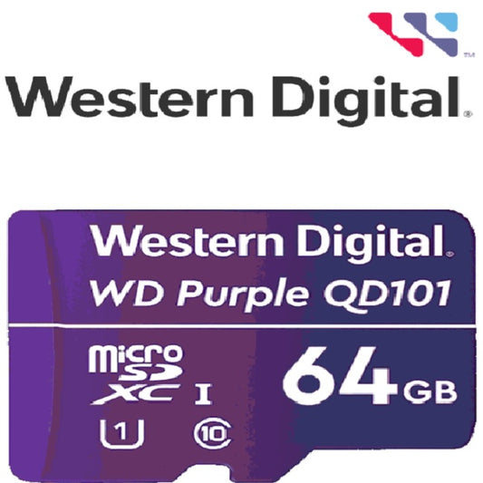 Memoria Western Digital 64GB MicroSD Purple para videovigilancia CL10 80mb/s