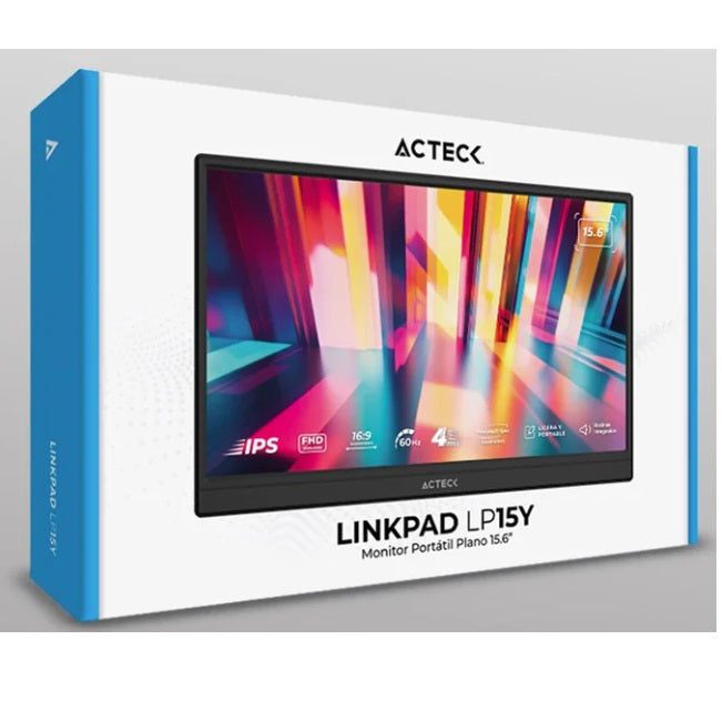 Monitor Portatil Acteck Plano 15.6 LinkPad LP15Y Negro 1920 x 1080 FHD 60 Hz
