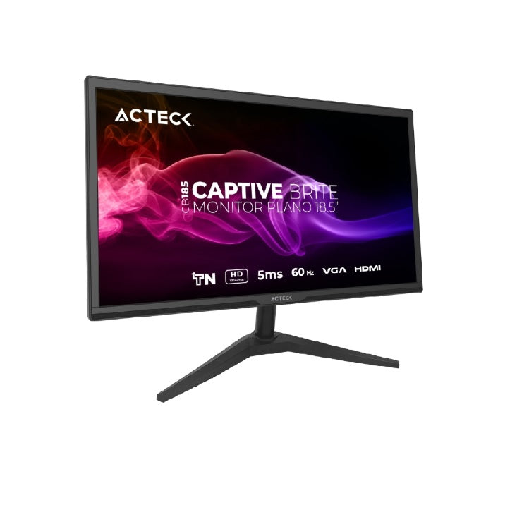 Monitor Acteck 18.5 Captive Brite CB185 plano negro VGA HDMI 1366 x 768 HD 60Hz AC-944526