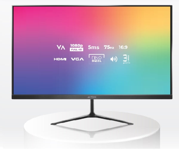 Monitor Acteck 23.8 LED Captive VIVID SP240 HDMI VGA Plano 75Hz negro
