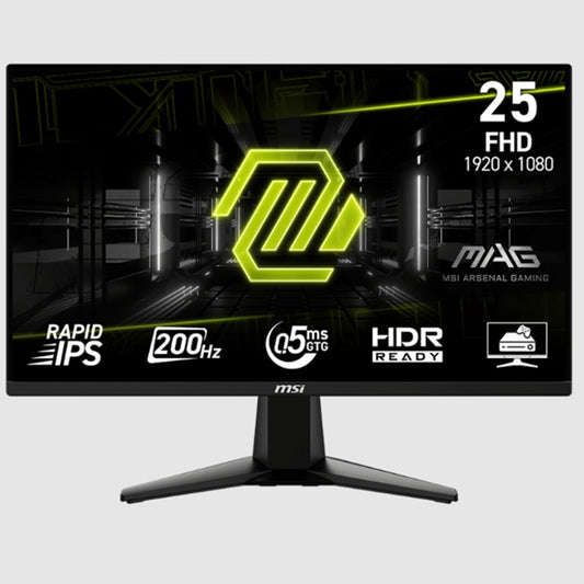 Monitor MSI 24.5 MAG 255F E20 plano Gaming FHD 1920X1080 IPS 200Mhz 0.5MS 2xHDMI 1xDP 1xsalida de audio