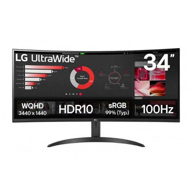 Monitor LG 34 pulg 34WR50QK LED 3440*1440 B Ultra Wide 100Hz FreeSync HDMI/DisplayPort, Negro