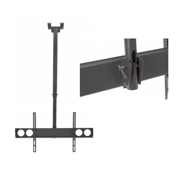 Soporte Manhattan para TV 37 a 70 pulgadas 50KG en techo con inclinacion poste extencion de105cm a 156cm pantallas planas