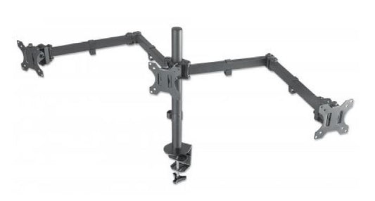 Soporte Manhattan para 3 Monitores 13 a 27 pulgadas en escritorio
