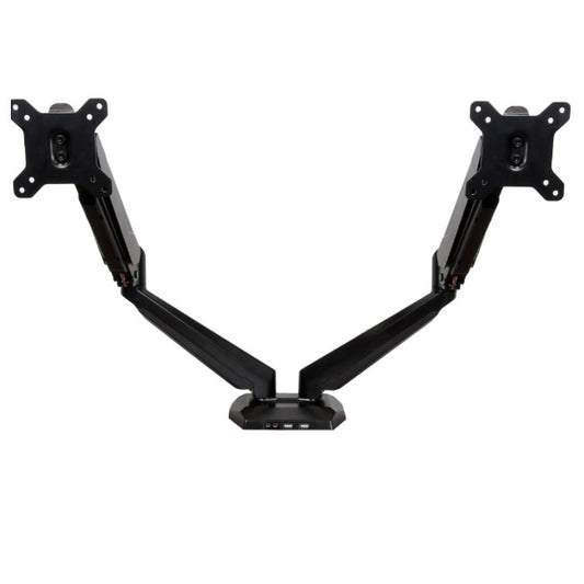 Base Startech ARMSLIMDUO para Dos Monitores con Hub USB de 2 Puertos y Pass-Through de Audio - Movimiento Articulado Total - Altura ajustable - 2