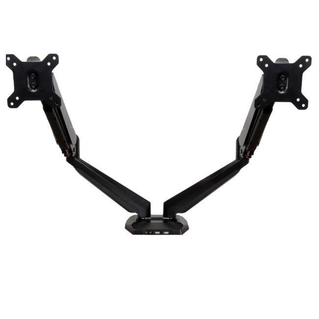 Soporte Startech de Escritorio para Dos Monitores con USB y Audio - Soporte VESA para Pantallas de Hasta 32 (8kg) - Brazo Ergonomico con Movimiento Total para Dos Monitores - Negro Modelo ARMSLIMDU