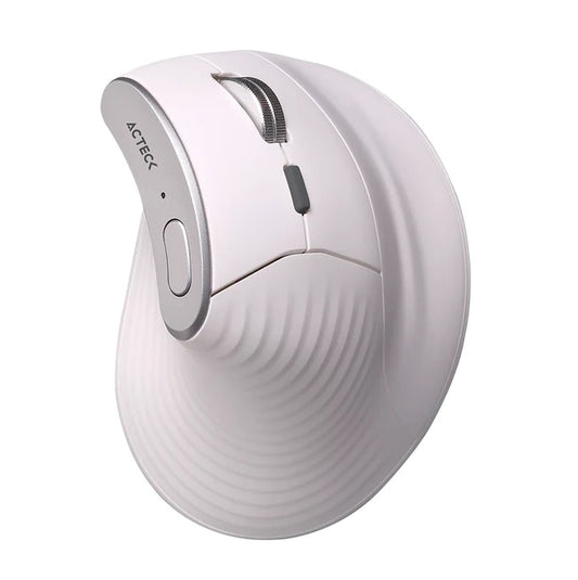 Mouse Acteck Ergonómico Vertical Virtuos Fitt Pro MI770 Blanco Inalambrico/Bluetooth 2400DPI Scroll rapido 8 Botones Recargable 50h