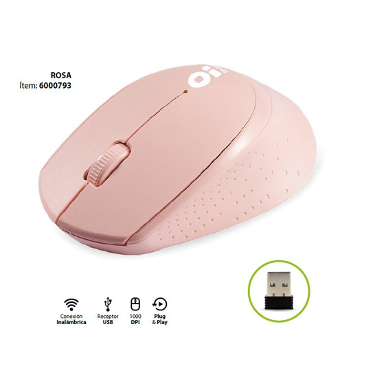 Mouse Brobotix Inalambrico 1000 DPI color Rosa