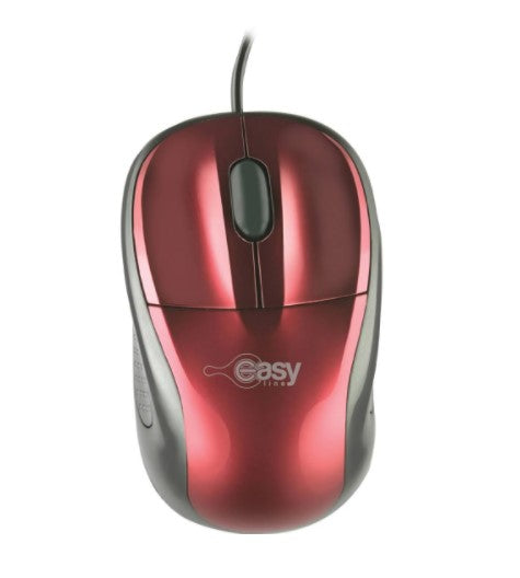 Mouse alambrico Easy line optico color Rojo USB