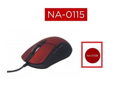 Mouse Naceb alambrico optico Ergonomico hasta 2400DPI color Rojo 6 botones