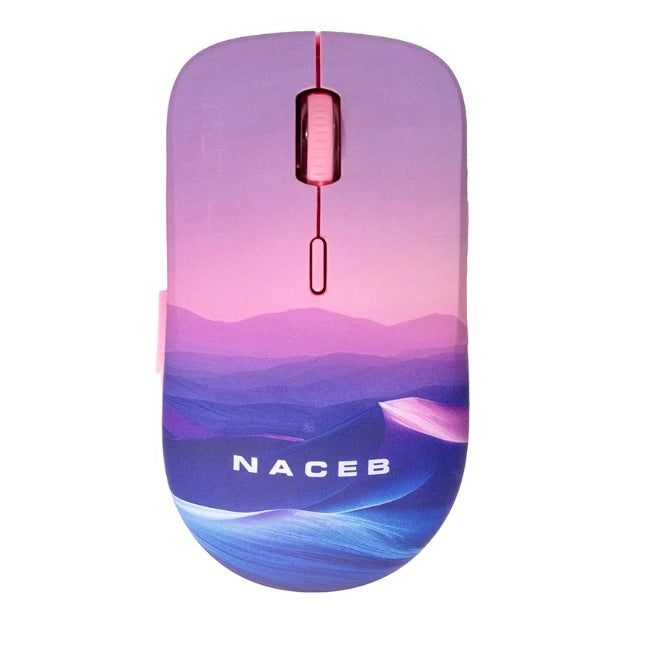 Mouse inalambrico Naceb diseño impreso color Magenta 1600 DPI 3 botones
