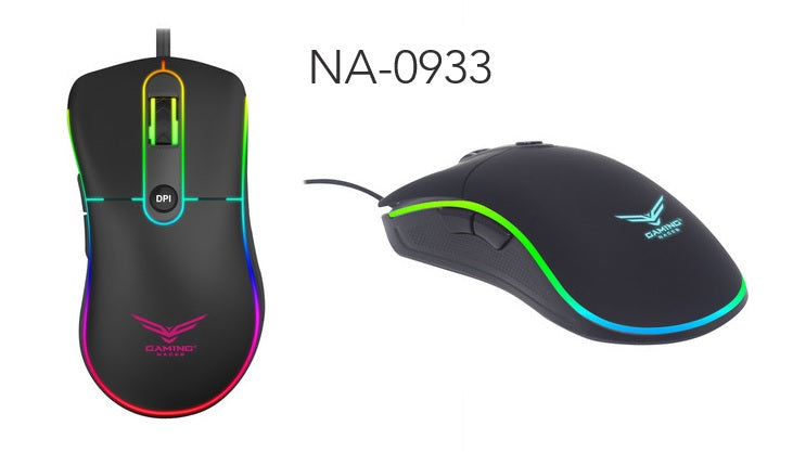Mouse gamer Alambrico Naceb optico retroiluminado RGB 3200DPI 4 botones modelo NA-0933 color Negro