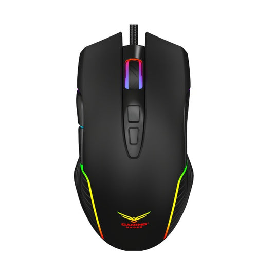 Mouse alambrico Naceb gamer RGB con uliminacion 7 Botones con scroll USB tipo A Obelisk modelo NA-0965 color Negro