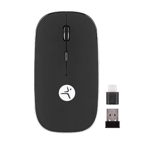 Mouse Techzone SLIVEBLACK Negro Inalambrico DPI 1600 1xReceptor tipo USB A y C Compatible con Windows y MacOS ( incluye Mouse PAD )