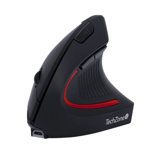 Mouse Techzone Ergono 02 Negro Inalambrico Recargable 6xBotones DPI 1600 Compatible con Windows y MacOS