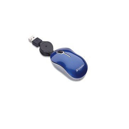 Mini mouse Verbatim alambrico Retractil travel color Azul USB