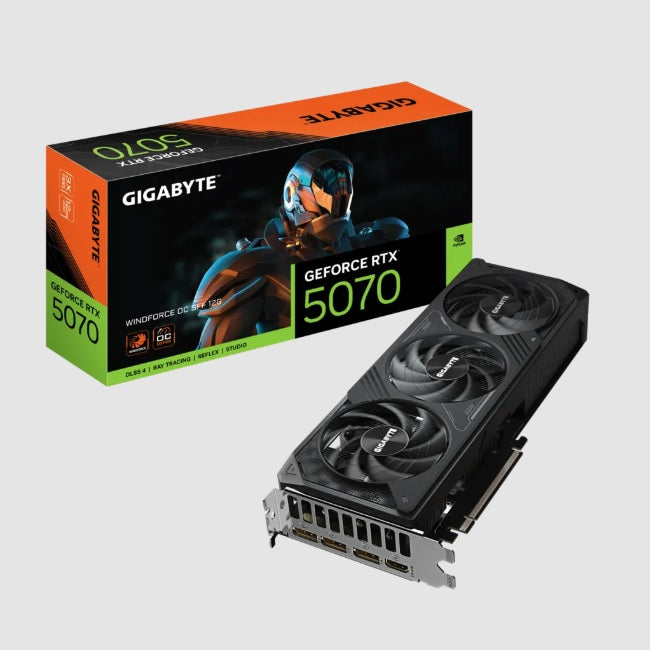 Tarjeta de video Gigabyte 12GB GeForce RTX 5070 WINDFORCE OC SFF 3xfan GDDR7 DLSS4 1xHDMI 3xDP GV-N5070WF3OC-12GD
