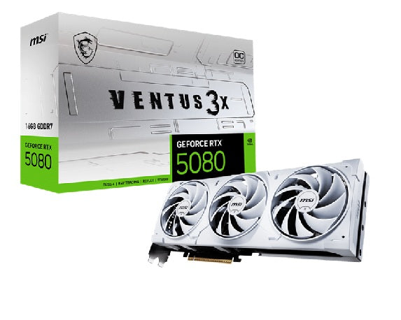Tarjeta de Video MSI 16GB GeForce RTX 5080 VENTUS White 3xFan GDDR7 3xDP 1xHDMI